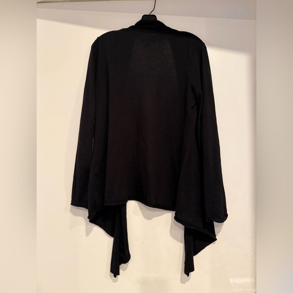 Bryn Walker Black Open Front Waterfall Cashmere Blend Cardigan Lagenlook Sz S - Picture 3 of 5